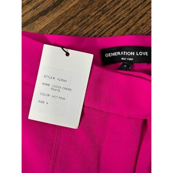 Generation Love Lucca Crepe Pants High Rise Flared Leg Retro Hot Pink Size 4 NEW - Picture 8 of 12